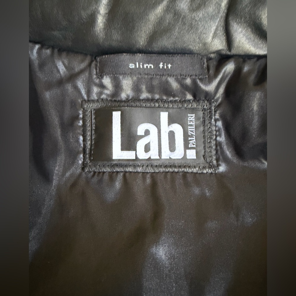 Pal Zileri Men's 100% Genuine Leather Black Quilted Bomber Jacket Size Small - Picture 10 of 11